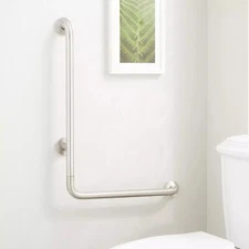 Signature Hardware PICKENS CORNER L SHAPED GRAB BAR - BRUSHED STAINLESS STEEL