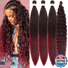 Burgundy Ombre Braiding Hair Pre stretched Synthetic Boho Braiding Hair for B
