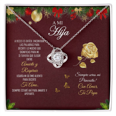 Regalo Para Hija De Papa Collar 14K / 18K Oro Nudo de Amor Navidad Cumpleaños