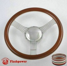 15.5 Billet Steering Wheels Banjo Wood Full Wrap Restoration Chevy Ford Mopar