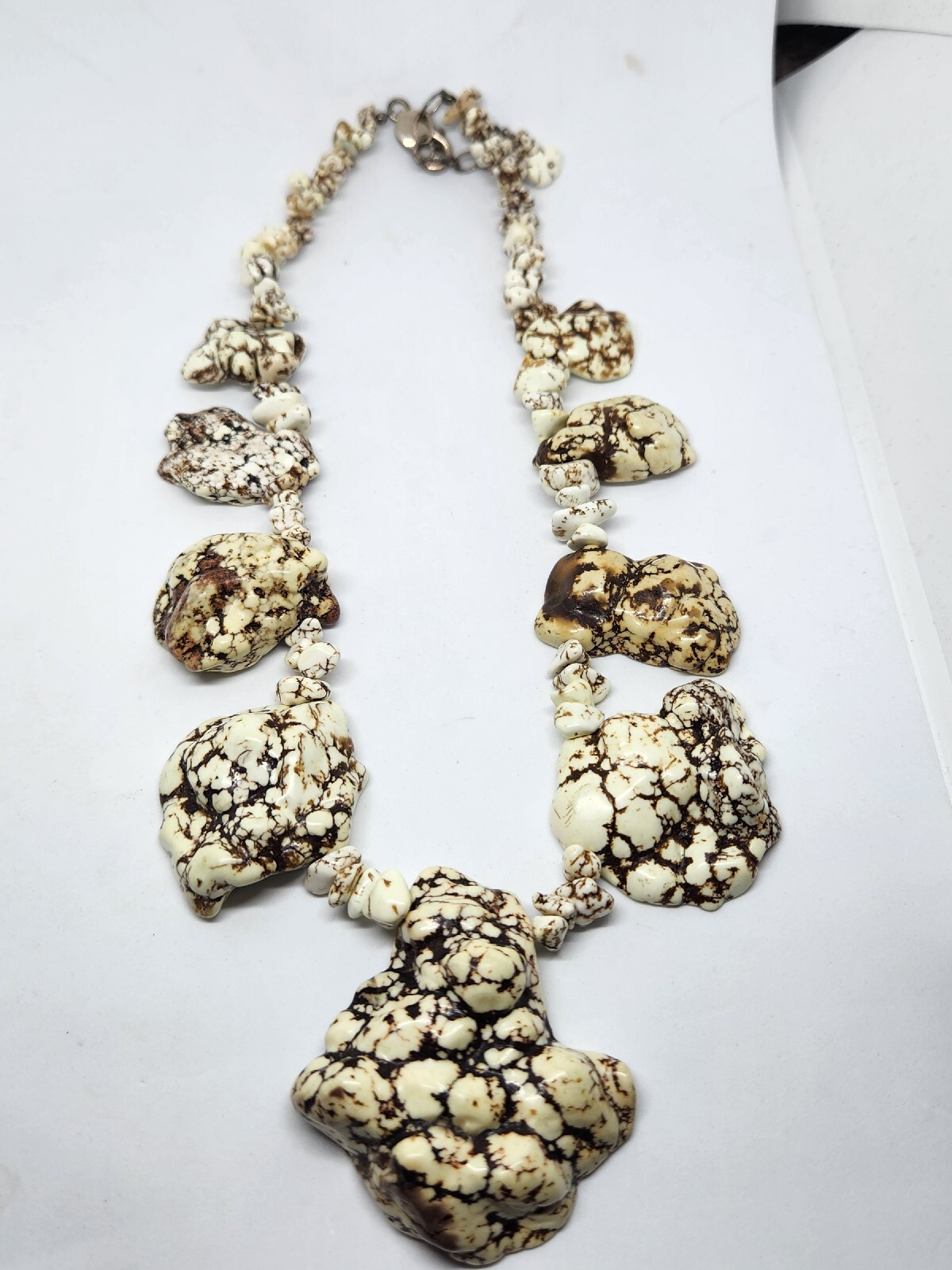 Cream White Turquoise Statement NecklaceCream Whi… - image 10