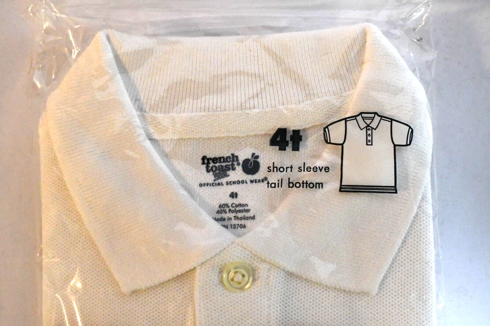 Nuevo en Paquete Polo Sellado French Tots Manga Corta Niño Pequeño Unisex 4T Blanco Foto 2 de 4