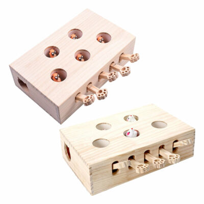 Katze necken Punch lustiges interaktives Spielzeug Holz fangen Maus Puzzle Box Indoor