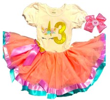 Unicorn Birthday Party 3rd 3 Tutu Dress Pink