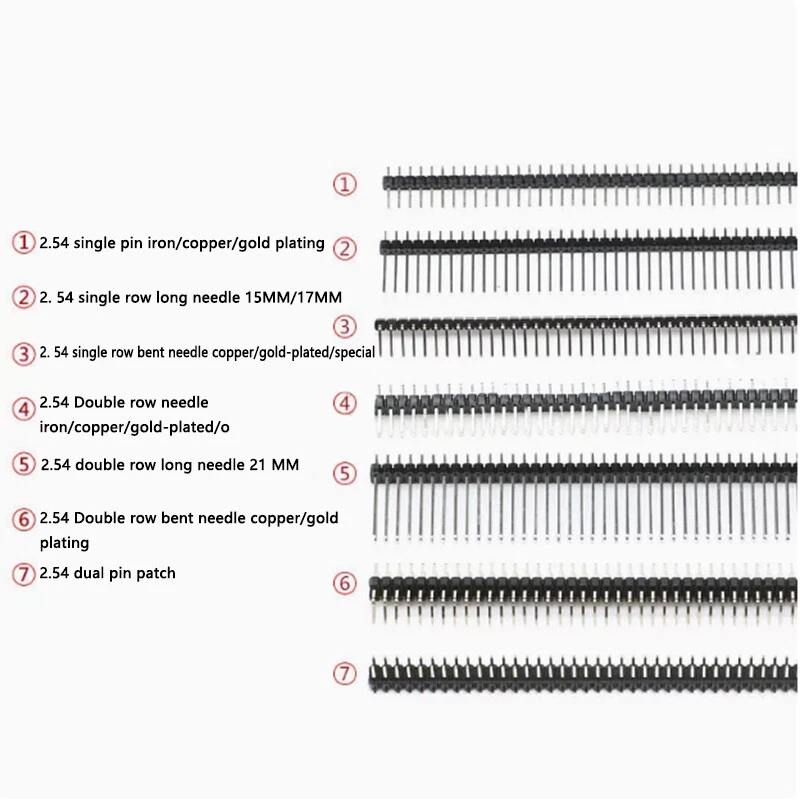 2.54MM Spacing Single/Double Row Black Pin  1*40P/2*40P Straight/Bent Long Row - Image 2 of 4