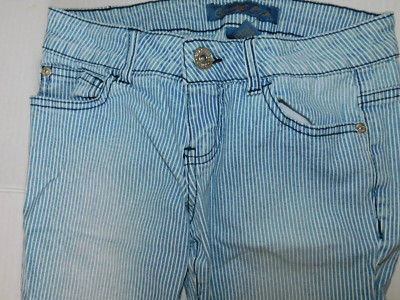 Womens Celebrity Pink Blue White Pinstripe Jeans Size 0 Stretch Skinny