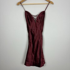 Vintage 90s Victoria  s Secret Gold Label 100 Silk Slip Dress Burgundy Y2K