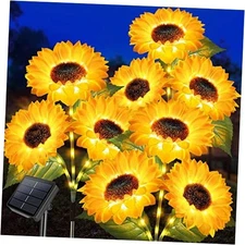  Solar Lights Outdoor Garden Waterproof,Upgraded 3-Pack Solar 9 Flowers