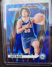 2024-25 Panini Prizm Jared McCain #222 RC Rookie Blue Pulsar /99 SP Rookie Card 