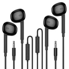 MOSWAG in Ear Headphones, Half Headphones with Mic Built 2 pack, Black