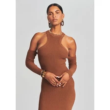 Ser.o.ya Womens Size XL Cognac Vixen Dress Knit Sweater Revolve Brown NWT