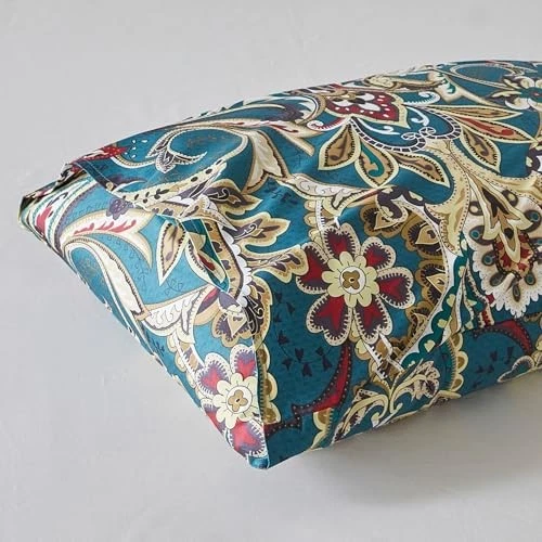  Juego de 3 fundas nórdicas verde azulado 100 % algodón egipcio 1 rojo blanco boho reina cachemira Foto 4 de 4