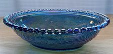 Nido de gallina de vidrio de carnaval azul iridiscente (solo fondo) raro de colección 7 pulgadas