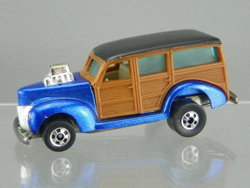 Vintage 1979 Hot Wheels Hi-Rakers Diecast Metallic Blue 40's Woodie Panel Truck