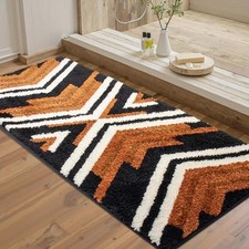 Boho Western Long Bathroom Rugs Runner Non-Slip Runner 18"x 47" Black Brown