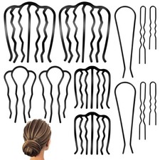12 Pcs Metal Hair Side Combs Hair Fork Clip Teeth Hair Pin Stick for Updo Bun, U