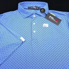 RLX Ralph Lauren Polo GOLF Shirt Mens -L- BLUE BLACK DOT Performance STRETCH