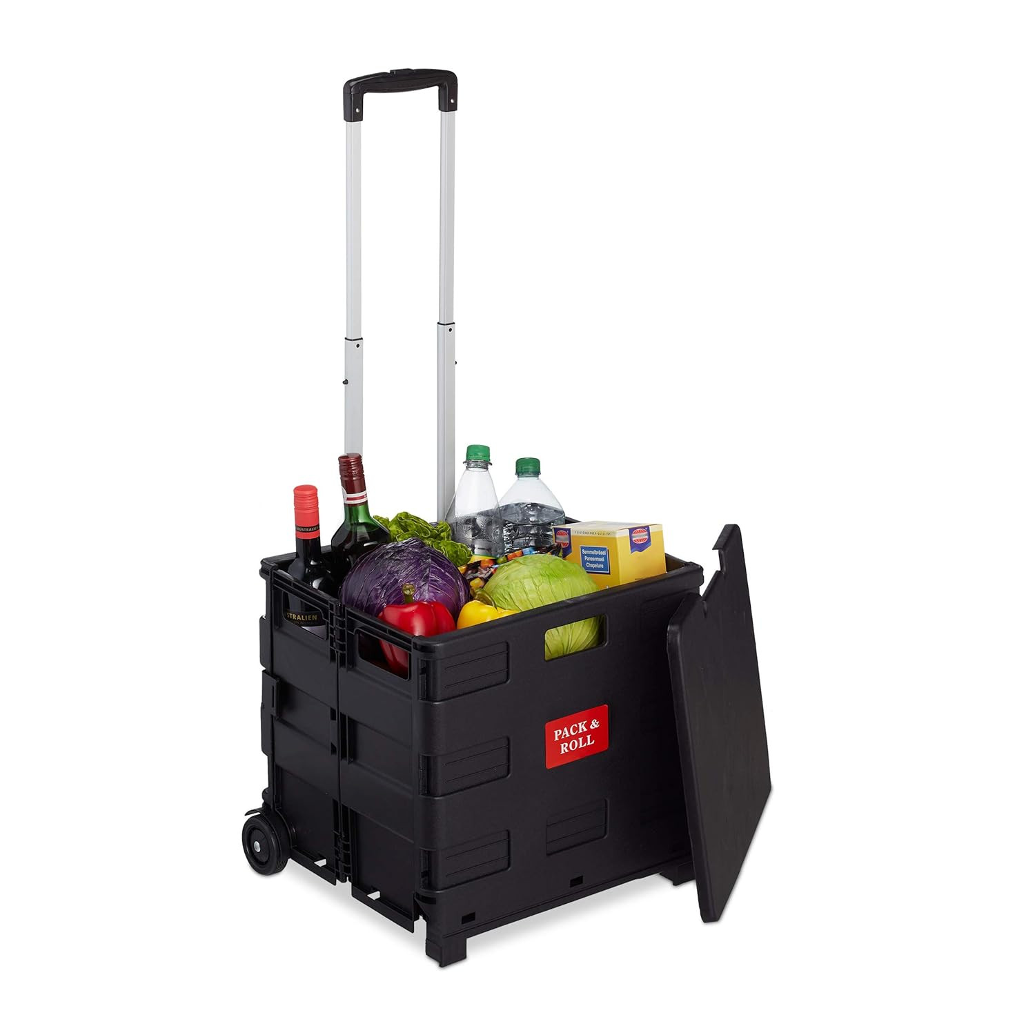 Carrello Portaspesa Pieghevole con Coperchio e Manico Telescopico 35kg