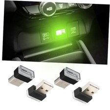 4PCS USB LED Car Interior Atmosphere Lamp, USB Car Lights, Portable Auto Green