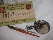 WILLIAM MITCHELL WITH NIBS AND FEW EXTRA NIBS IN OLD SELLOTAPE TIN