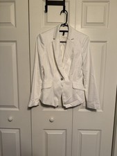 White House Black Market Solid White Single-Breasted Blazer Jacket  Size 2 P/O