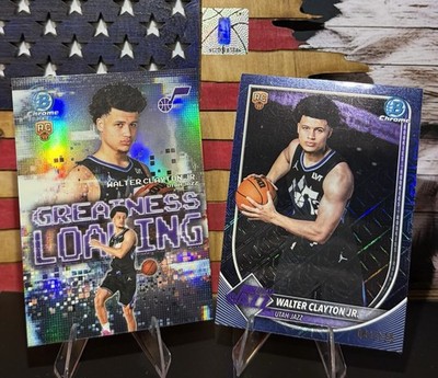 2025-26 Bowman Walter Clayton Jr. Chrome Blue Mojo Refractor /175 Load Great (2)