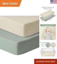 Soft Microfiber 2 Pack Fitted Crib Sheets for Toddler Mattresses - 52x28in