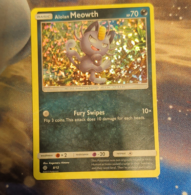 Pokmon TCG Alolan Meowth 8/12 Holo Basic 70 HP 2017 Kagemaru Himeno English Pokmon TCG Alolan Meowth 8/12 Holo Basic 70 HP 2017 Kagemaru Himeno English