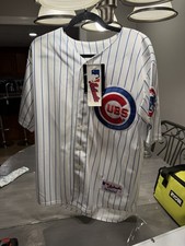 Majestic Cubs Kris Bryant #17 MLB Authentic Baseball Jersey White Blue (Medium)