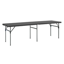 8ft Folding Plastic Table Black Heavy Duty Indoor/Outdoor UV  Scratch Resistant