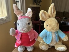 2x Beatrix Potter BIG SOFT TOYS Peter Rabbit & TALKING Giggling JUMPING Lily