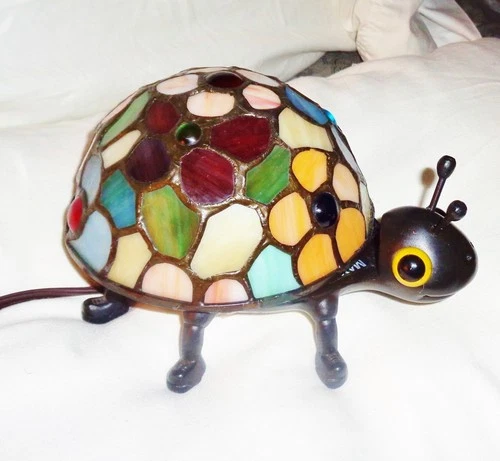 Adorable Tiffany Style Stained Glass Electric Ladybug Floor Lamp
