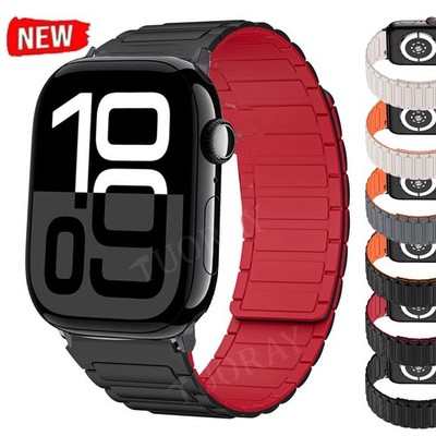 Für Apple Watch Series 11 10 9 8 7 SE 6 5 38-49mm Ultra 3 Magnet Silikon Armband