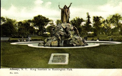 Postcard King fountain in Washington Park, Albany, New York