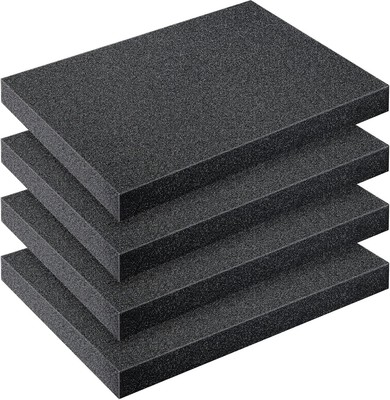 Outus 4 Pcs Cuttable Polyurethane Foam Pads Craft 16 x 12 x 1.5 Inch, Black 