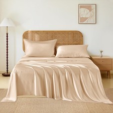 THXSILK Luxury Mulberry Silk Bed Sheets Set - 4pcs Silk Sheets Set 16 Deep Po...