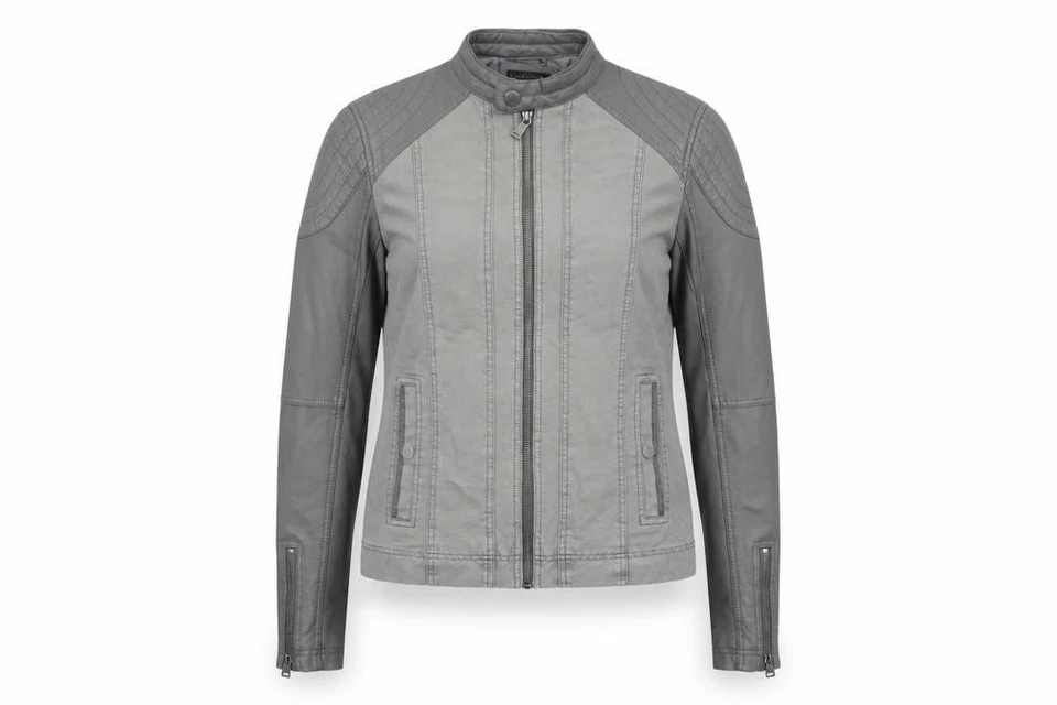 Chaqueta de motociclista GUESS para mujer talla XS gris manga corta larga informal cremallera completa cremallera - Imagen 1 de 4