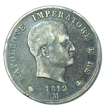 1812 M Italy 5 Lire Silver Coin Napoleon