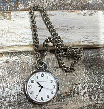 Caravelle Open Face Pocket Watch White Dial Arabic Numerals Quartz w/ Chain