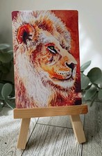 ACEO *ART PRINT*  Watercolor Painting of a Lion emilyhubelfineart
