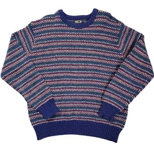 DAKS London XL Shetland Wool Sweater Multicolored Knit Vintage Crewneck Mens