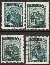 1945 Salzburg, Austria Landscapes 6g used (4) stamps