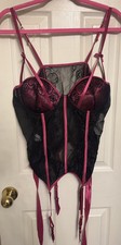 iCollection Lingerie Black Pink Lace Corset Size 1X