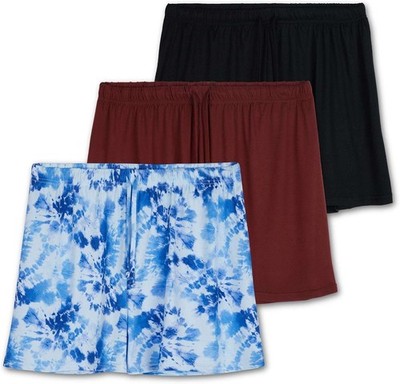 Womens Plus Size 3 Pack Ultra Soft Stretch Pajama Lounge Shorts with Pockets
