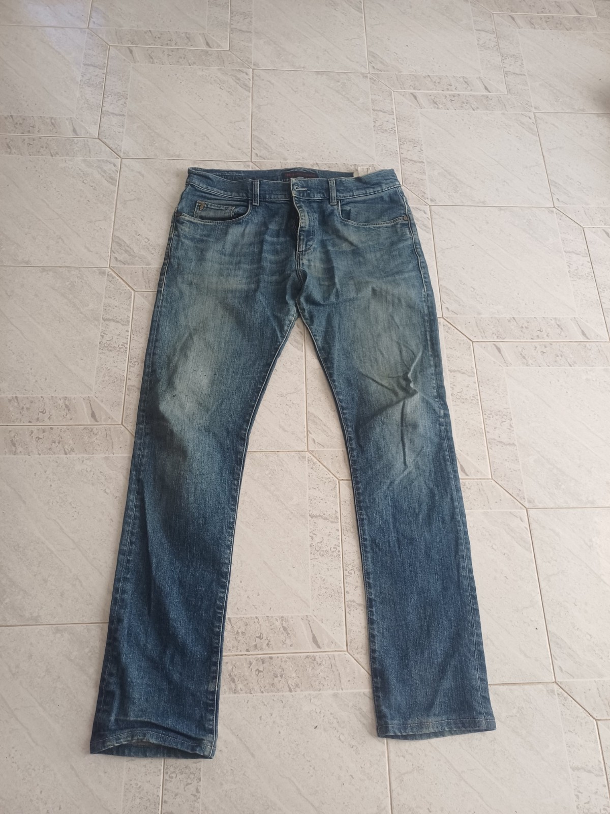 Trussardi Jeans uomo denim blu vita 33 regular dritto 5 tasche lavaggio medio