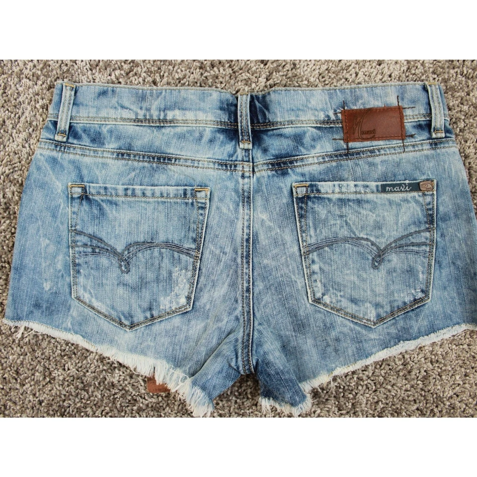 Mavi Ella 牛仔镂空短裤女式 27 中号水洗磨边下摆全新带标签 — 第 3/4 张图片