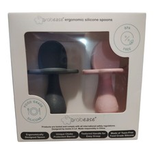 Grabease Baby Toddler Self Feeding Utensils Two Spoons New, Pink Gray