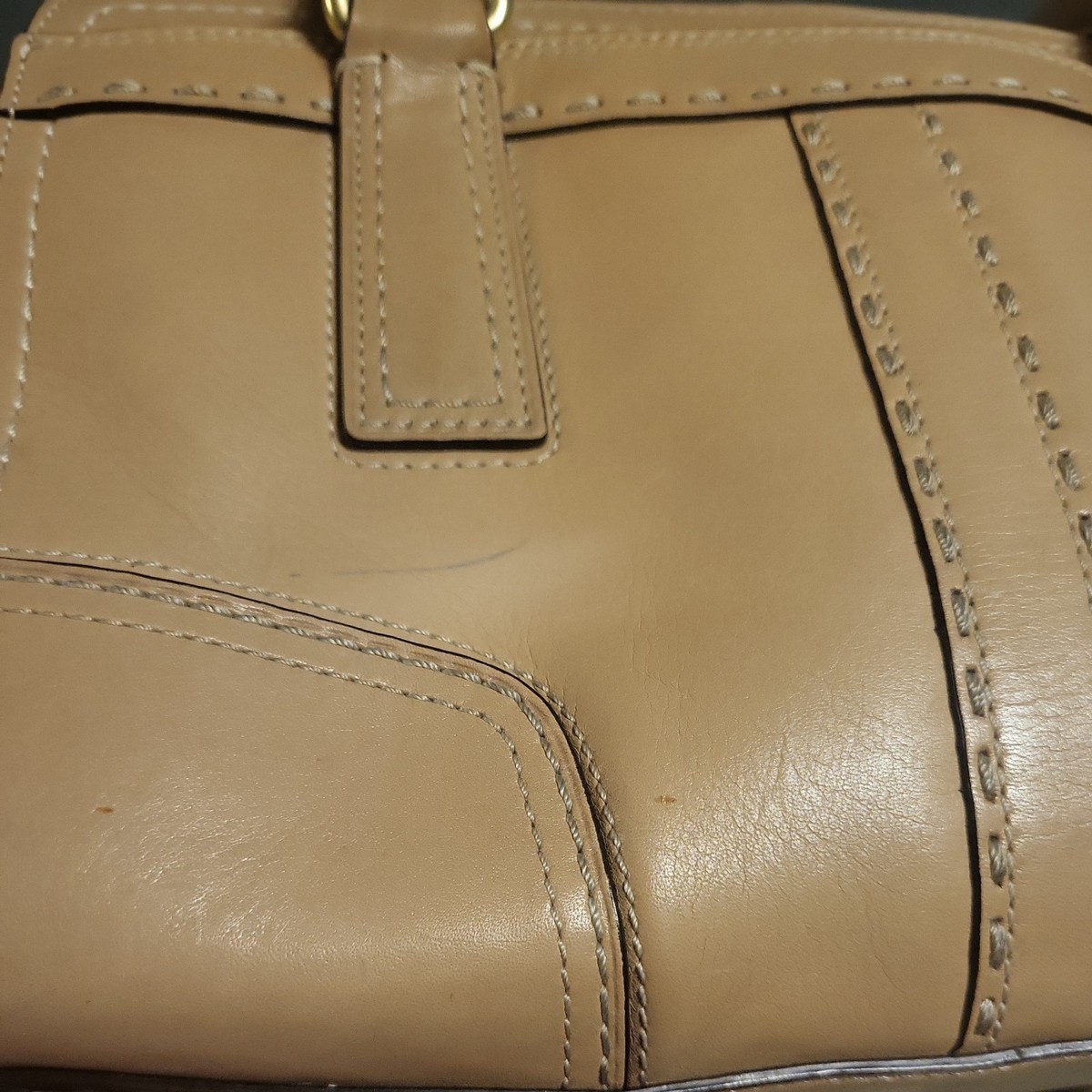 Coach Hampton Medium Satchel J0771-11539 Turnlock Beige Camel Tan