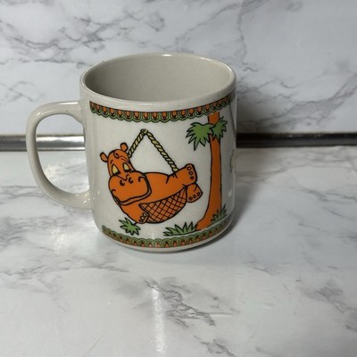 Stylecraft Japan Demitasse Petite Mug Cup Sheriff Orange Hippo Green Horse VTG