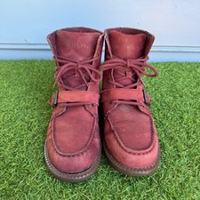 Vtg Polo Ralph Lauren Ranger Hi II Mens 7 Burgundy Leather Buckle Boots READ